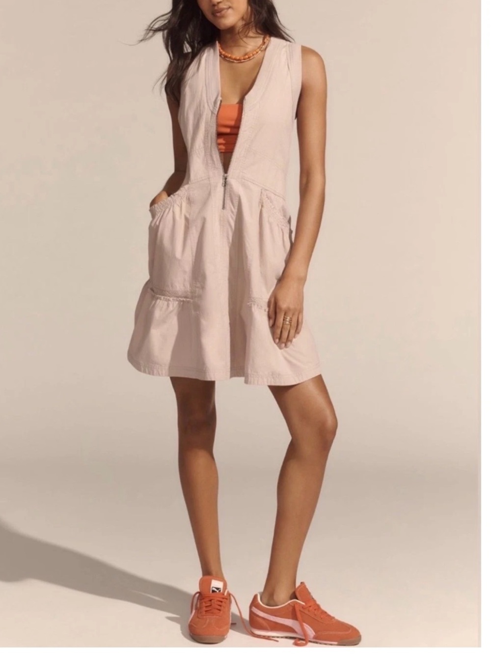 Anthropologie Daily Practice Trek Utility Mini Dress Muted Rose Pockets Large